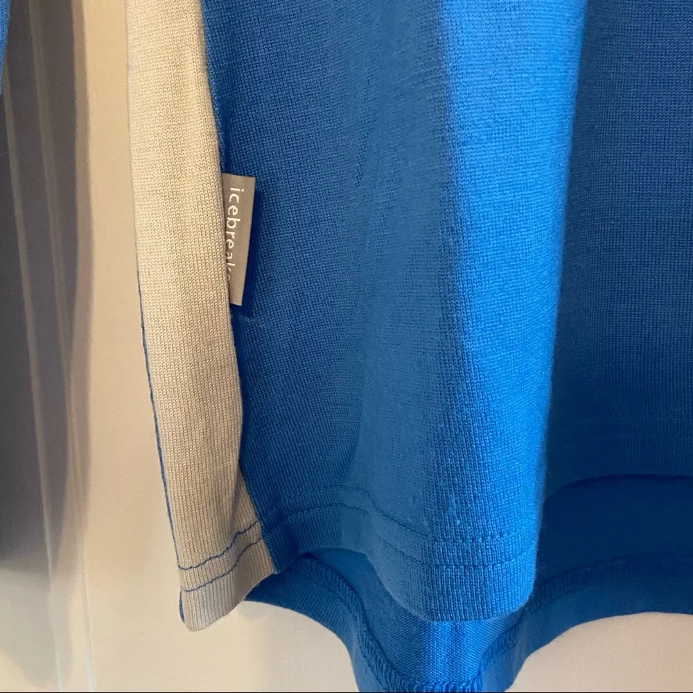 Icebreaker Bodyfit 260 Wool Zip Neck pullover Stripes Medium Blue Gray - Picture 9 of 12